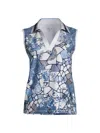 JOHNNY WAS WOMEN'S MOONLIGHT GLASS FLORAL SLEEVELESS POLO SHIRT