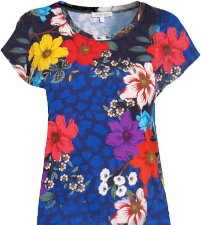Johnny Was Women's Multi Color Archimal Floral Print Cap Sleeve Dress In Blue