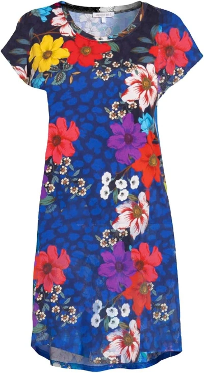Johnny Was Women's Multi Color Archimal Floral Print Cap Sleeve Dress Night Shir