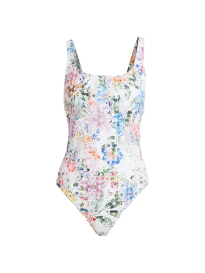 Johnny Was Women's Neon Jungle Eyelet One-piece Swimsuit In Neutral