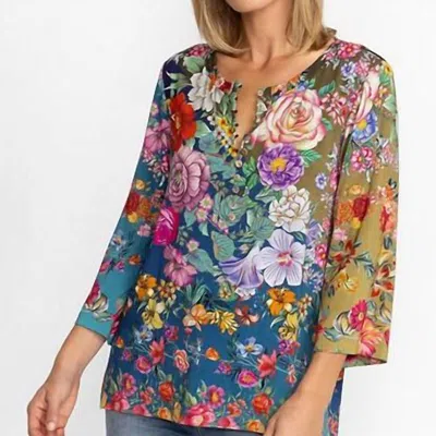 Johnny Was Women's Neutra Button Front Long Sleeves Henley Tee In Multi