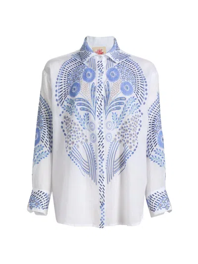 Johnny Was Women's Palladium Embroidered Button-front Shirt In White
