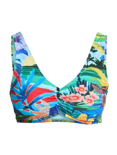 Johnny Was Women's Paradis Ruched Printed Bikini Top