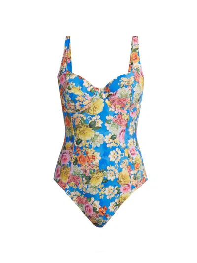 Johnny Was Women's Pauline Floral One-piece Swimsuit In Blue