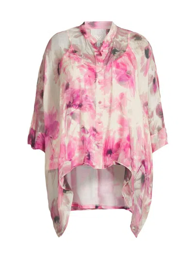 Johnny Was Women's Plus Katia Oversized Silk Blouse In Pink