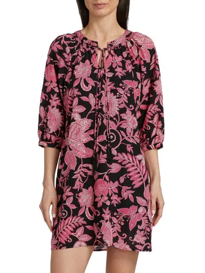 Johnny Was Women's Printed Tieneck Minidress In Red