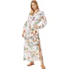 Johnny Was Women's Puff Sleeve Maxi Dress Multi White Floral Print In Multi