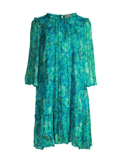 Johnny Was Raquel Floral-print Ruffle Chiffon Mini Dress In Neutral |  ModeSens