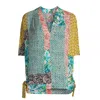 JOHNNY WAS WOMEN RAVENNE PAISLEY V-NECK TIE SIDES PULL ON TOP BLOUSE IN MULTICOLOR