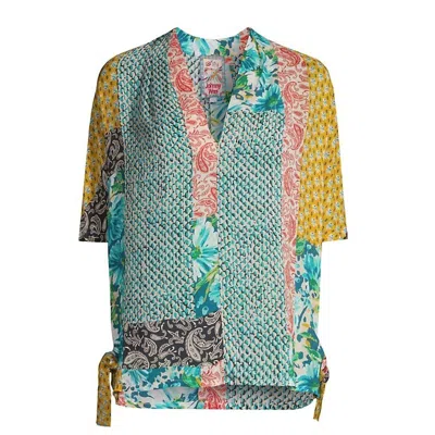 Johnny Was Women Ravenne Paisley V-neck Tie Sides Pull On Top Blouse In Multicolor