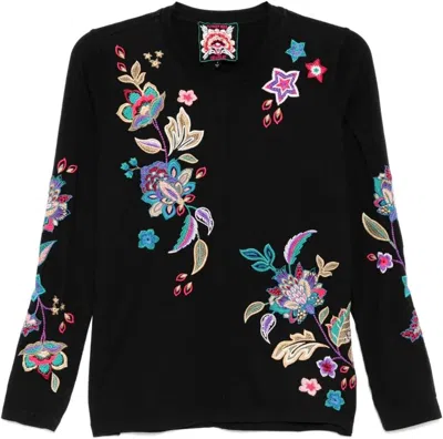 Johnny Was Women's Raw Seam Crew Neck Tee, Black