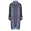 Johnny Was Reversible Long Fiori Silk Twill Kimono Coat In Multi In Blue