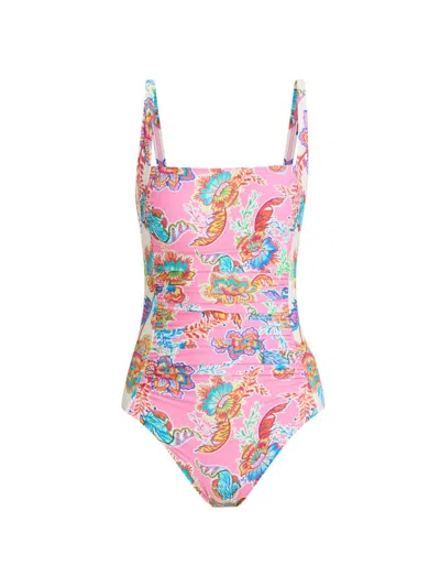 Johnny Was Women's Roisin Marilyn Ruched One-piece Swimsuit In Multi