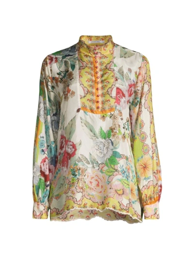 Johnny Was Women's Rossy Abby Floral Silk Blouse In Neutral