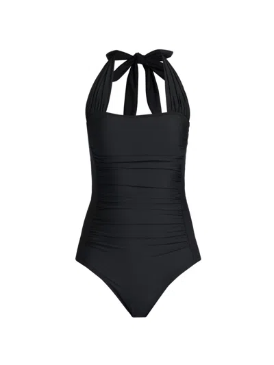Johnny Was Women's Ruched Halter One-piece Swimsuit In Black