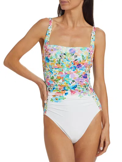 Johnny Was Women's Ruched One-piece Swimsuit, Wild Bloom In Multi