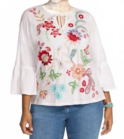 Johnny Was Women's Ruffle Sleeve T-shirt Freyde Plus In White