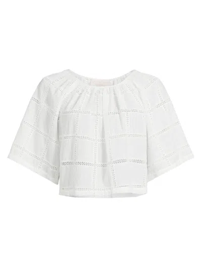 Johnny Was Women's Santos Cotton Cropped Blouse In White