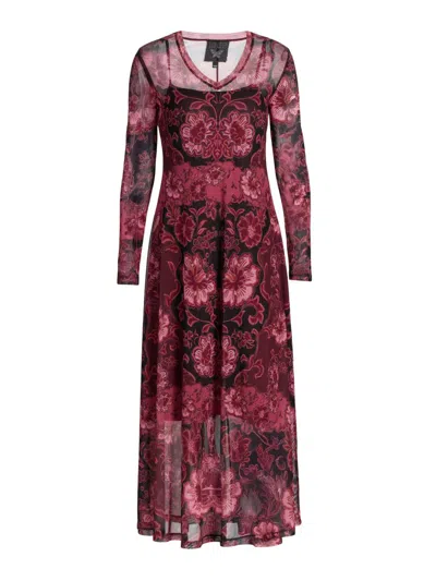 Johnny Was Women's Scilla Mesh V-neck Maxi Dress In Brown