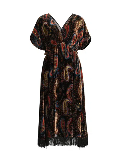 Johnny Was Women's Sezana Paisley Velvet Fringe Dress In Multi
