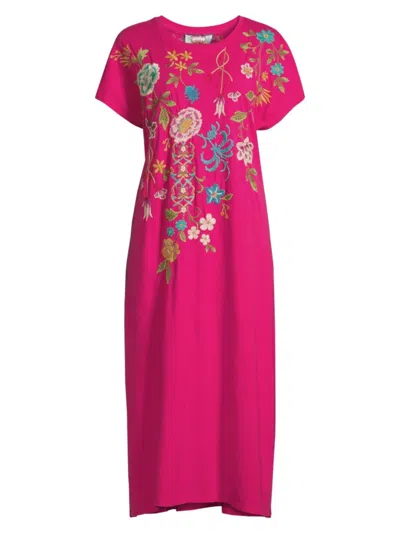 Johnny Was Women's Sheri Embroidered Cotton T-shirt Dress In Ultra Pink