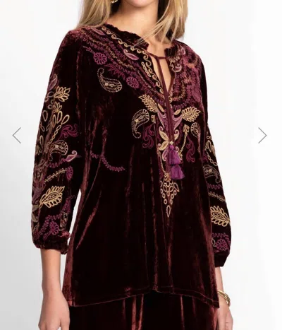 Johnny Was Women's Shira Velvet Field Blouse In Berry In Burgundy