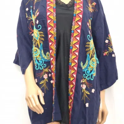 Johnny Was Women's Shula Linen Kimono In Deep Navy In Blue