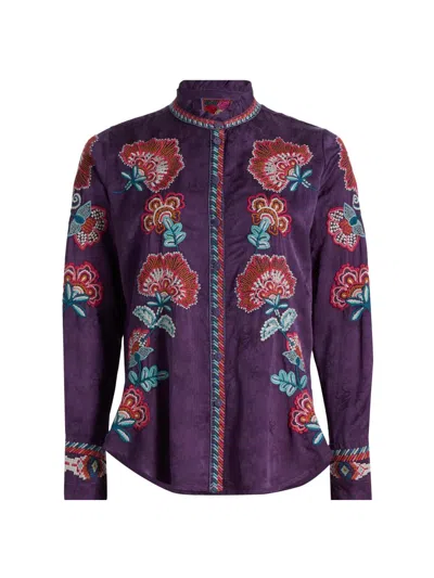 Johnny Was Women's Simone Floral-embroidered Blouse In Purple