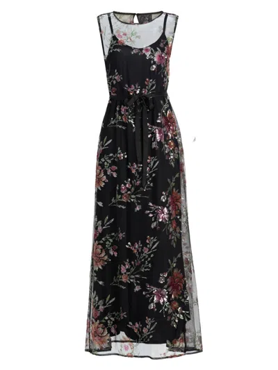 Johnny Was Women's Siza Floral Mesh Maxi Dress In Black