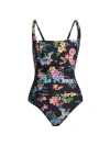 JOHNNY WAS WOMEN'S SOGNATORE NERO RUCHED ONE-PIECE SWIMSUIT