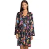 Johnny Was Women Sognatore Nero's Sleep Robe Long Sleeve Self Tie Belt Multi Floral New In Multi
