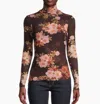 Johnny Was Women Spell Of Winonna Mock Neck Long Sleeve Mesh Tee Multi In Red