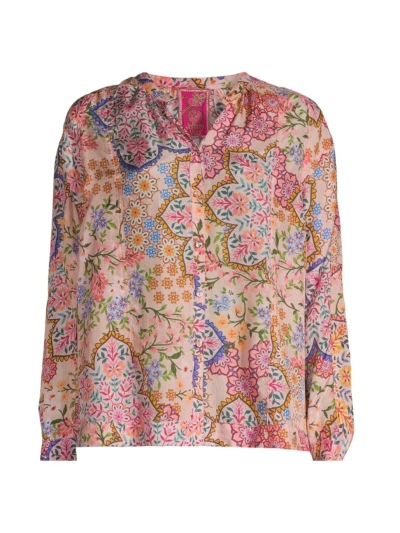 Johnny Was Women's Spring Kalani Floral Silk Blouse In Pink