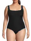 Johnny Was Women's Square Neck One Piece Plus In Black Abel (black) In Black