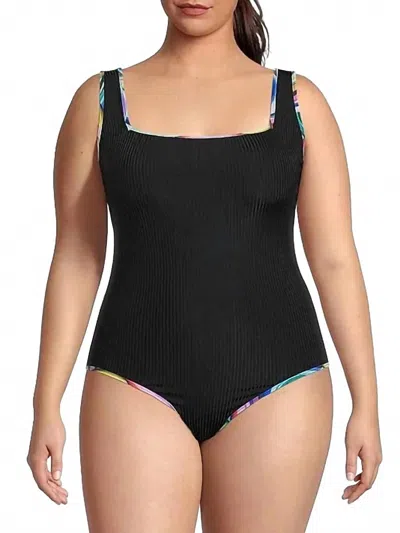 Johnny Was Women's Square Neck One Piece Plus In Black Abel (black)