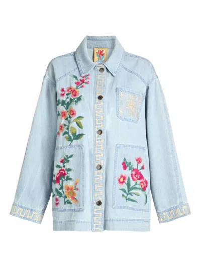Johnny Was Women's Sunnie Embroidered Oversized Denim Trucker Jacket In Multi