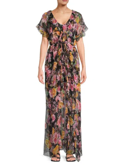 Johnny Was Women's Suri Ruffled Floral Silk Maxi Dress In Multi