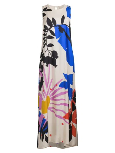 Johnny Was Tatianna Floral-print Silk Maxi Dress In Neutral