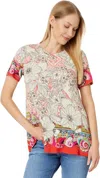 Johnny Was The Janie Favorite Printed Top In Beige
