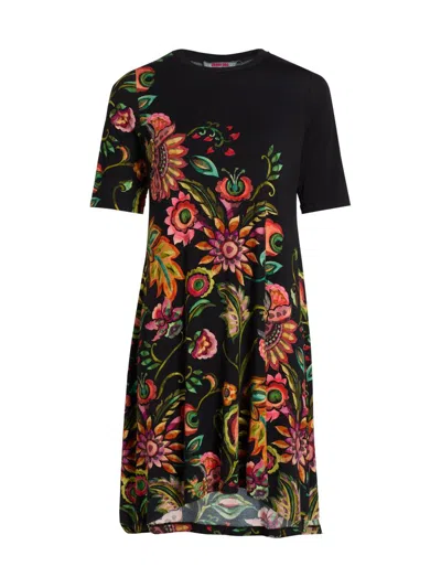 Johnny Was The Janie Floral-print Favorite Swing Dress In Black