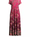 Johnny Was Women's Tiered Cap Sleeve Knit Midi Dress In Pink In Pink