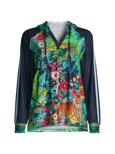 Johnny Was Women's Tigres Tropical Featherweight Hoodie In Neutral