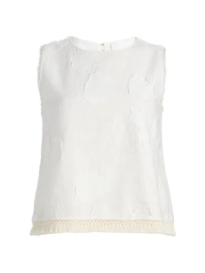 Johnny Was Women's Tobianne Crochet-trim Floral Jacquard Blouse In White