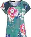 Johnny Was Women Tura Cap Sleeve Crop Night T-shirt Dress In Blue