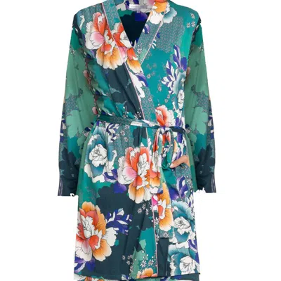 Johnny Was Women Tura Floral Wrap Style Sleep Robe In Blue