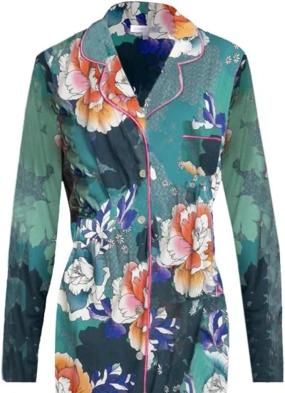 Johnny Was Women Tura Long Sleeve Night Shirt Loungewear Multi In Green