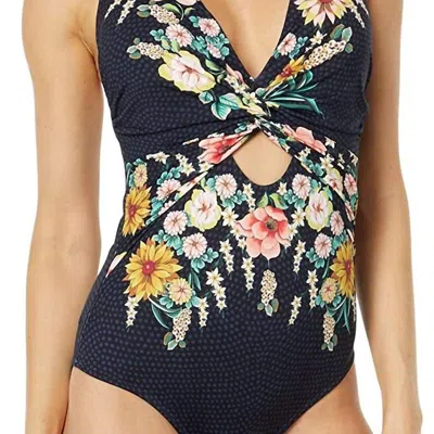 Johnny Was Women Twist Keyhole Halter Neck One-piece Swimwear Multicolor In Black