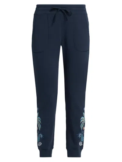 Johnny Was Women's Una Embroidered French Terry Joggers In Blue