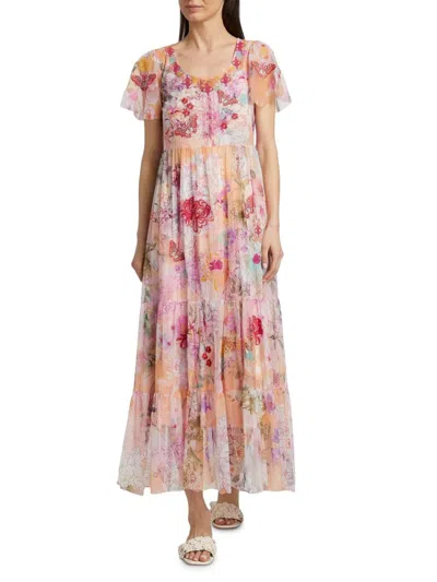 Johnny Was Women's Valentina Floral Mesh Maxi Dress In Multi