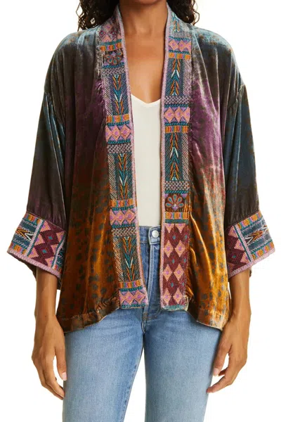 Johnny Was Women's Velvet Cropped Kimono In Multi